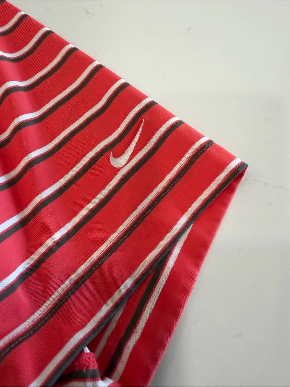 Nike Golf Men’s Dri-Fit Red Striped Performance Polo Shirt - Medium